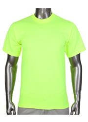 Mens Short Sleeve Tee Crew Neck Heavy Weight SAFETY GREEN