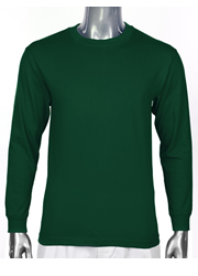 Mens Long Sleeve Tee Crew Neck Heavy Weight FOREST GREEN