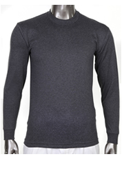 Mens Long Sleeve Tee Crew Neck Heavy Weight HEATHER CHARCOAL
