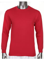 Mens Long Sleeve Tee Crew Neck Heavy Weight RED