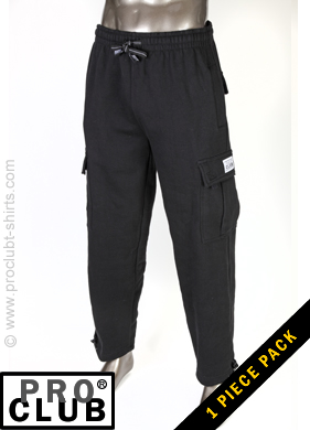 Pro Club Mens Fleece Cargo Pants 13 oz BLACK